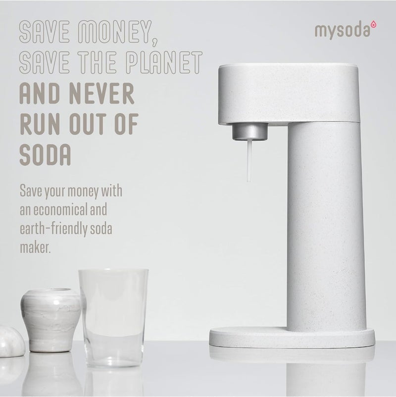 Mysoda Woody Sparkling Water Maker - Soda Streaming Machine Silent Carbonated Water Machine Robust Long-Lasting Aluminium Soda Maker 1L Water Bottle Without CO2 Cylinder - White Soda Machine - Image 4